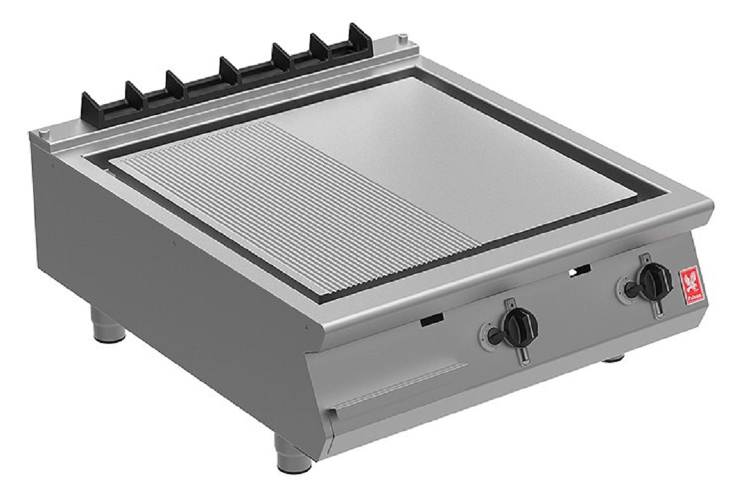 Falcon F900 E9581R Polished Half-Ribbed Steel Electric Griddle