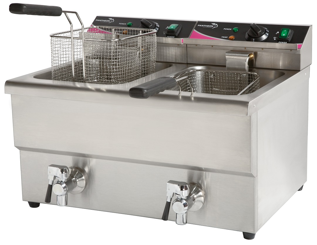Pantheon PFT82 Double Electric Countertop Fryer With Tap