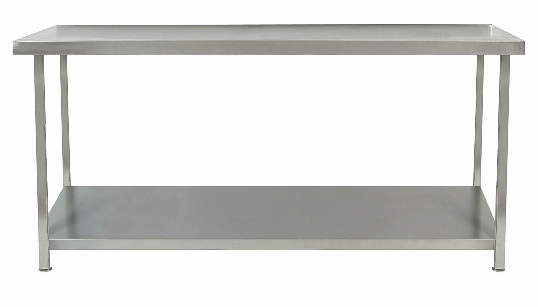 Parry Stainless Steel Wall Bench With One Undershelf - 600mm Deep