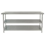 Parry Stainless Steel Wall Bench With Two Undershelves - 600mm Deep