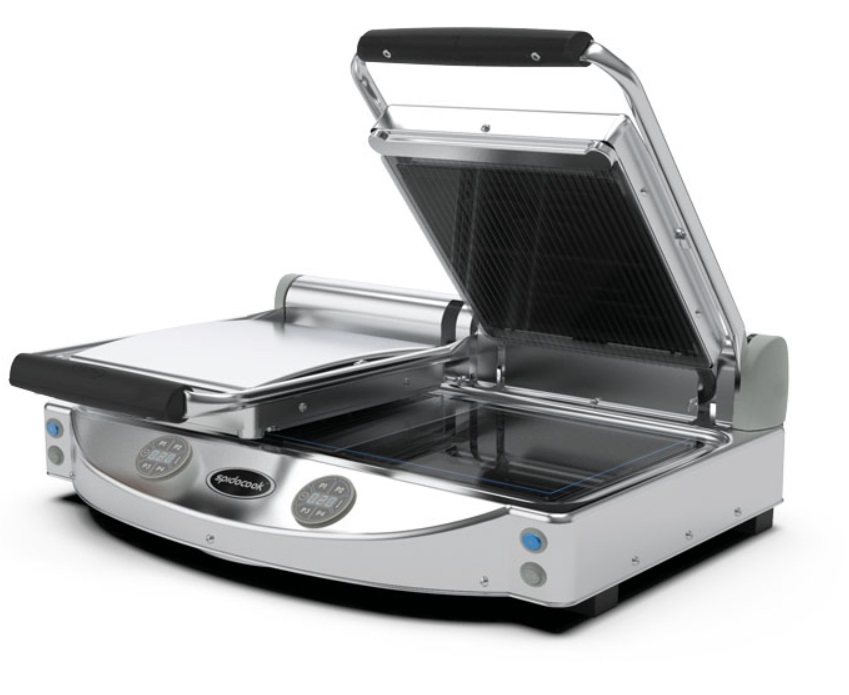 Spidocook (Spidoglass) SP 020 ER-GB Double Contact Grill - Digital Control With Ribbed Top & Smooth Base Ceramic Plates