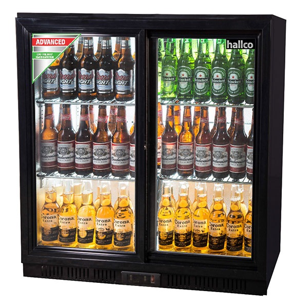 Hallco HC2BK-SD Two Door Bottle Cooler - Sliding