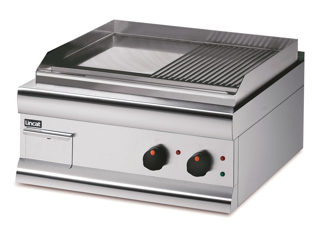 Lincat Silverlink 600 GS6/TR Countertop Dual Zone Half Ribbed Steel Griddle