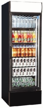 Coolpoint CX405 Black Single Glass Door Tall Cooler